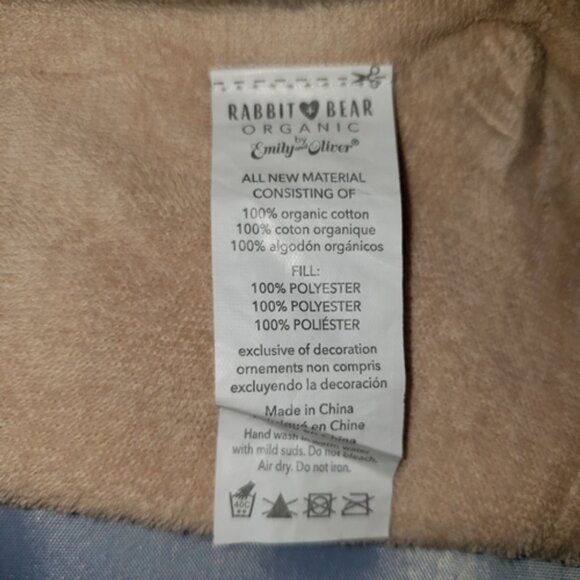 Emily & Oliver Rabbit + Bear 100% Organic Cotton Security PUPPY lovey Blanket - Picture 4 of 4